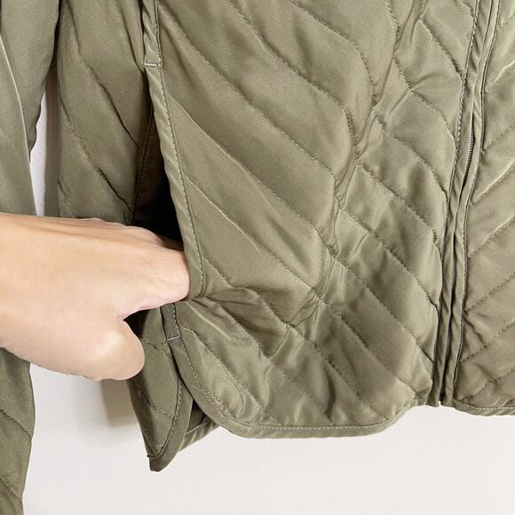 Lucky Brand Quilted Liner Jacket Olive Green Small S Full Zip Lightweight Womens - Picture 6 of 13